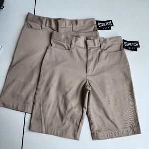 NWT Lot of 2 K-12 Gear Girl's Wrinkle Stain Resistant Khaki School Shorts 12R